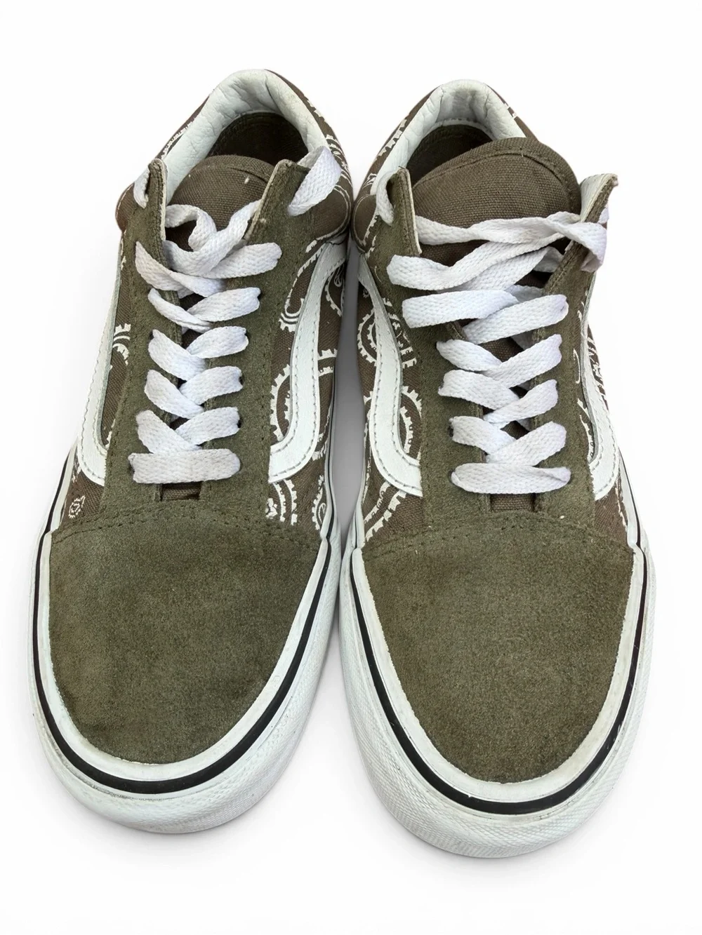 Vans Old Skool Paisley Sneakers Olive Brown White Women’s 6
